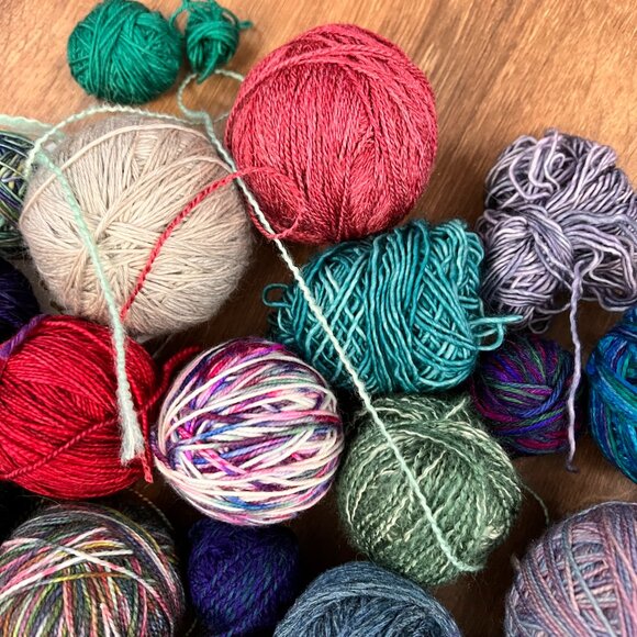 Natural Fiber Hand-Spun Hand Dyed Yarn Remnant Lot - Picture 3 of 16